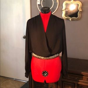 Black blouse with beaded waist detail